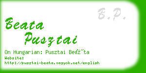 beata pusztai business card